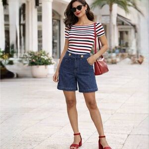 NWT Vintage Cache Sailor Button High Rise Shorts Women’s  Sz 2 💛